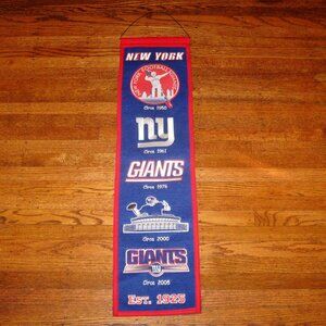 Vintage NY Giants Football Banner 2005 Rectangle 32" Wool Blend Winning Steak